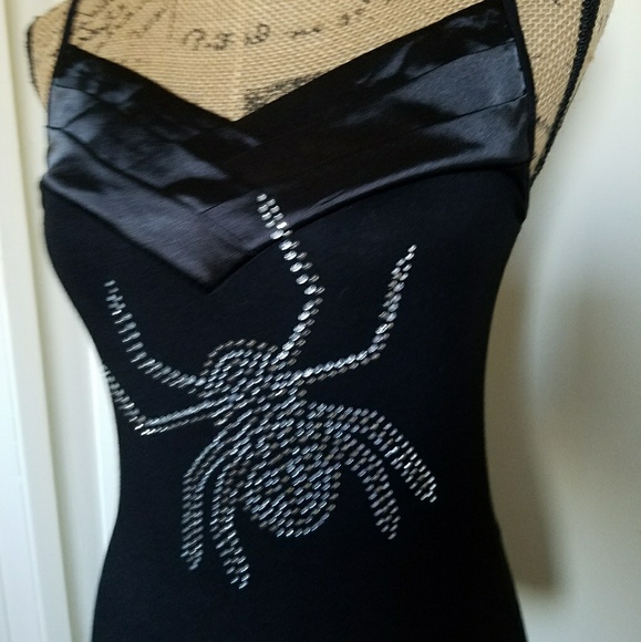 LAST 1 ! -Black cami w/rhinestone spider- size Sml - Picture 7 of 7